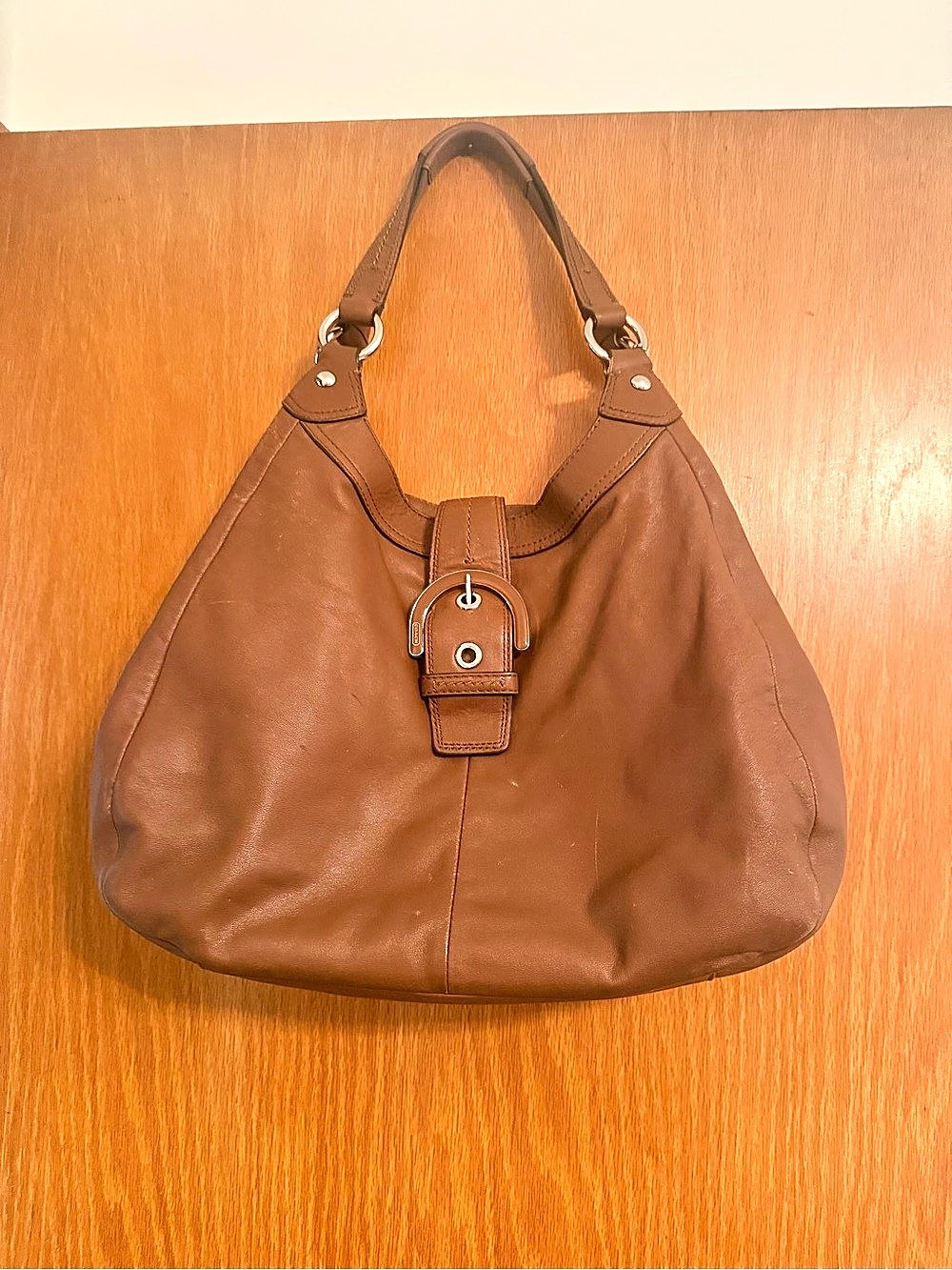 Coach Soho Leather Buckle Hobo Bag Brown